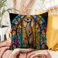 Meerkat stained glass throw pillow, desert wildlife decor, indoor outdoor home accent pillow