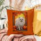 White Pomeranian indoor outdoor pillow, personalized dog cushion, pet lover cozy home accent