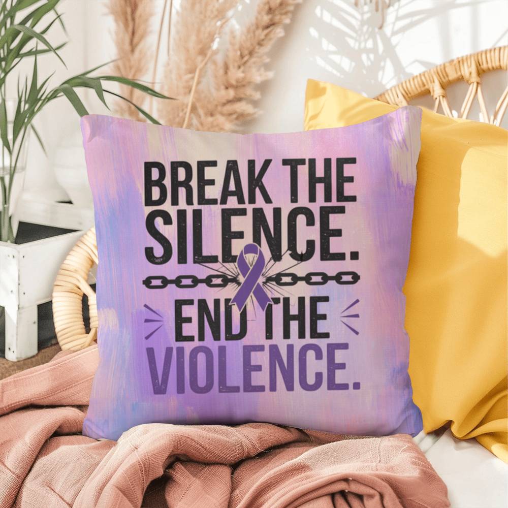 Rise & Reclaim Indoor/Outdoor Pillow – Break the Silence, End Violence