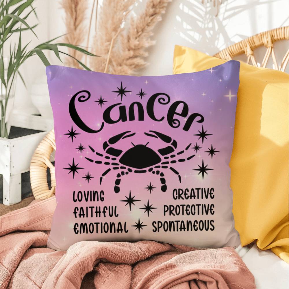 Cancer Indoor/Outdoor Pillow – Zodiac Astrology Decor, Boho Accent for Home & Patio