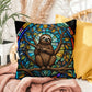 Sloth stained glass throw pillow, jungle animal decor, indoor outdoor cozy home accent