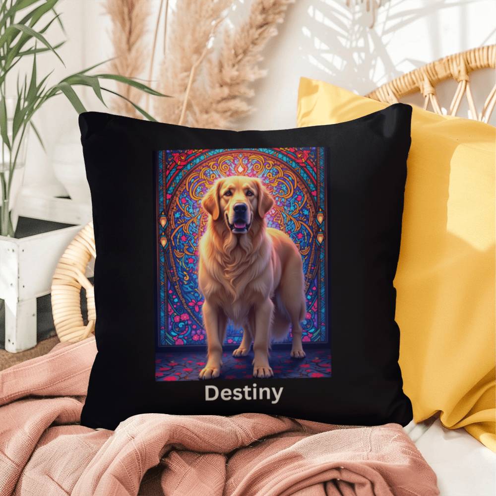 Light Cream Golden Retriever indoor/outdoor pillow, custom dog lover throw pillow for home