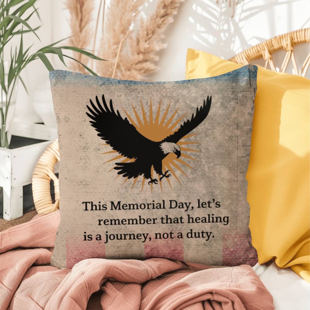 This Memorial Day, Let's Remember Indoor/Outdoor Pillow: Resilient Comfort - Mental Health & Memorial Tribute