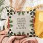 Peace Grows Where Love Is Sown Throw Pillow - Calming Christmas home décor for reflection