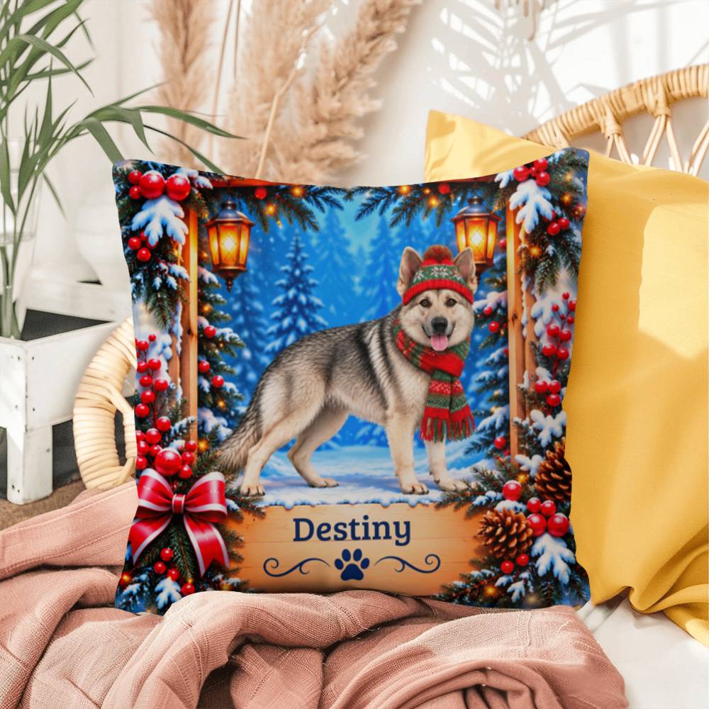 German Shepherd (Maskless Silver Sable) - Personalized Winter Pillow, Custom Dog Name Gift - MySisterIsAsurvor