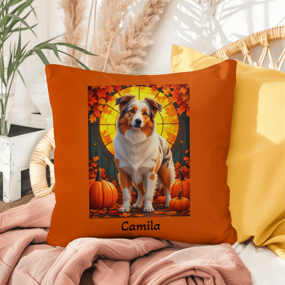 Australian Shepherd Red Merle Coat Pillow, Personalized Indoor Outdoor Dog Cushion, Aussie Gift