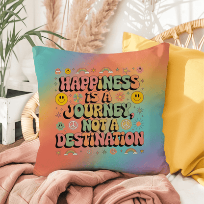 Happiness Is a Journey personalized indoor outdoor pillow mindful home decor - MySisterIsASurvivor