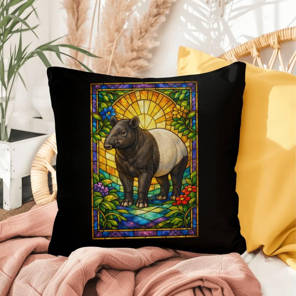 Shop our premium tapir stained glass style throw pillow from MySisterIsASurvivor.
