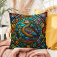 Duck stained glass throw pillow, indoor outdoor farm animal decor, home accent pillow