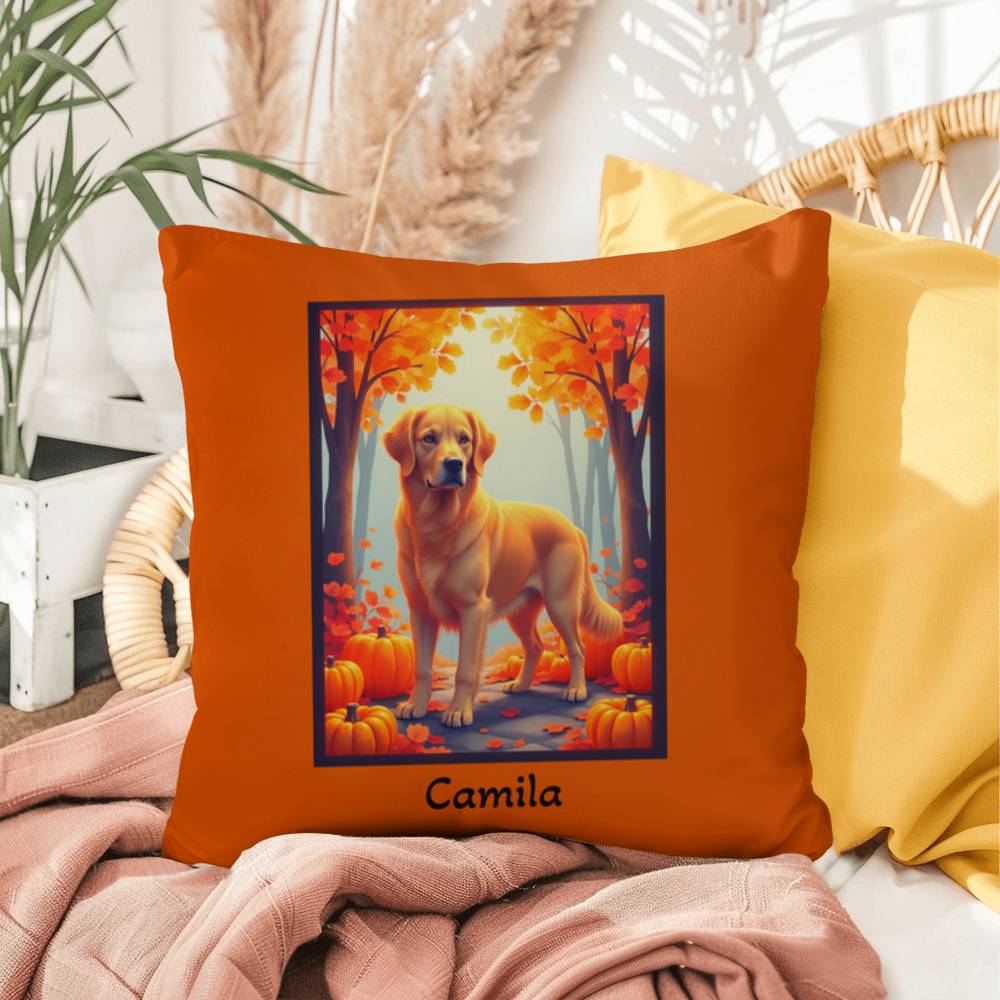 Golden Retriever pillow, custom indoor outdoor dog cushion, water-resistant accent - MySisterIsASurvivor