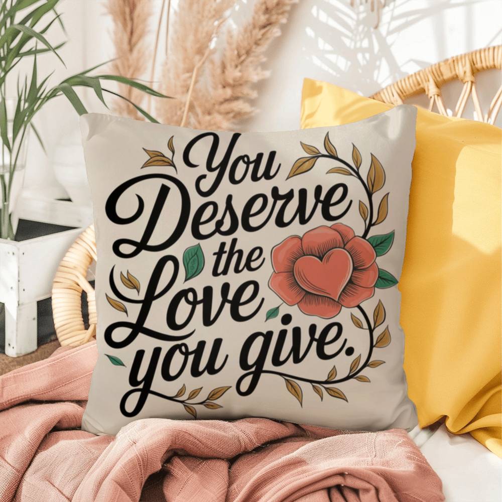 You Deserve The Love You Give: Indoor/Outdoor Pillow Self-Care for Relaxation, Mindfulness & Emotional Wellness