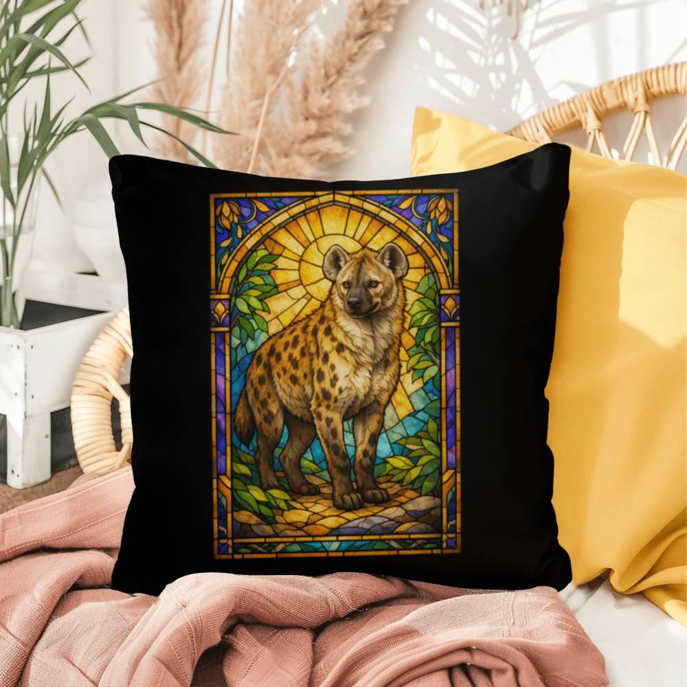 Shop our premium hyena stained glass style throw pillow from MySisterIsASurvivor.