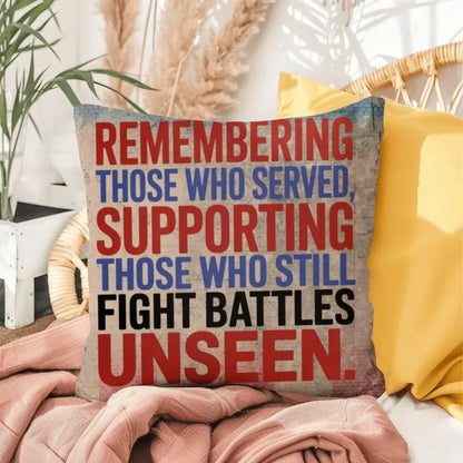Shop our premium remembering those who served indoor outdoor pillow from MySisterIsASurvivor.