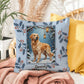 Golden Retriever Cream Pillow - Winter Golden Retriever pillow, indoor/outdoor dog decor, seasonal accent