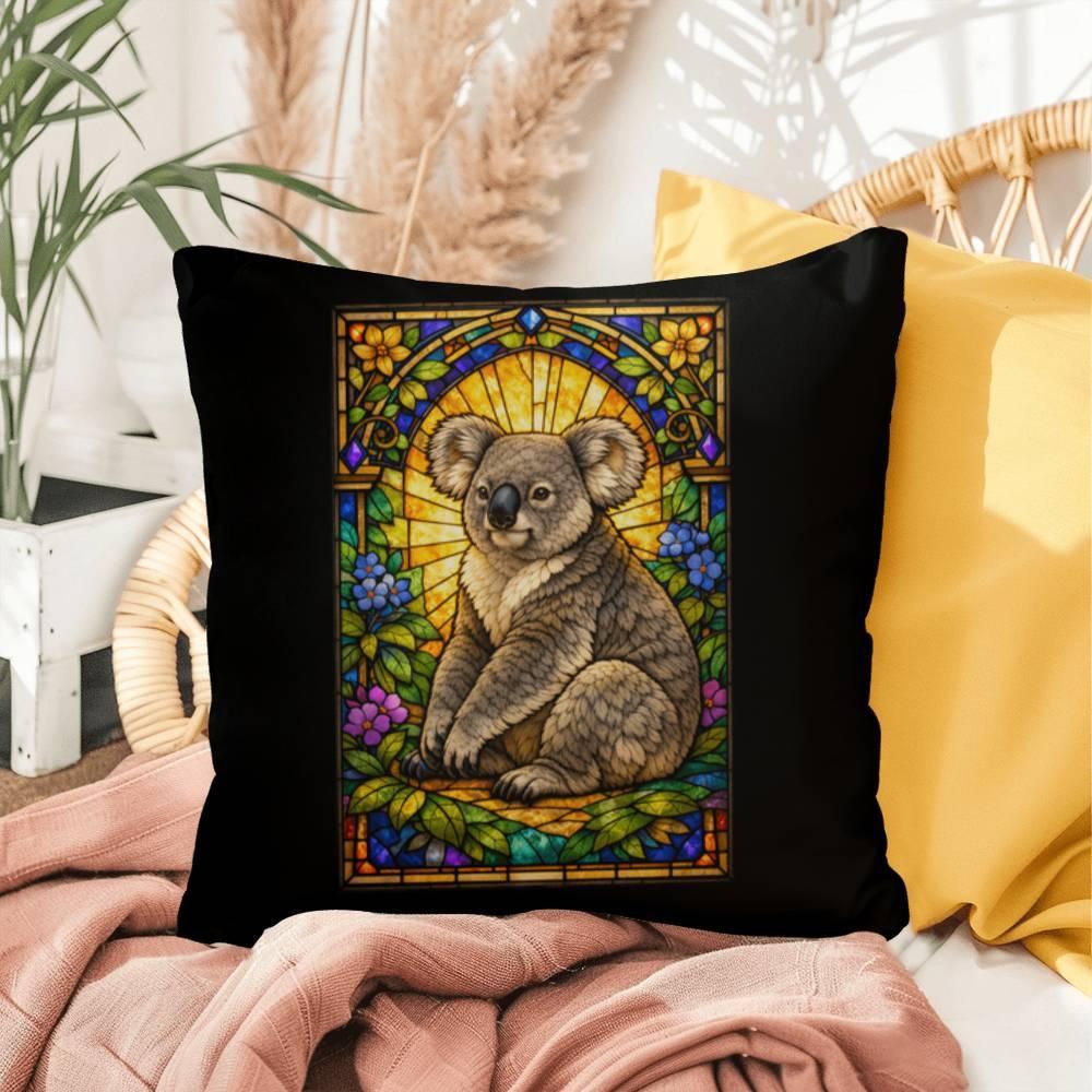 Shop our premium koala stained glass style throw pillow from MySisterIsASurvivor.