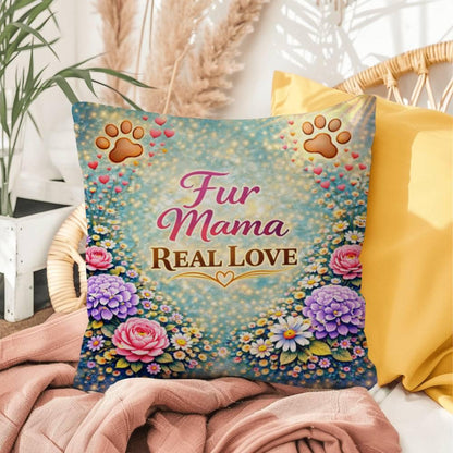 Shop our fur mama real love throw pillow featuring the 16" x 16" style option from MySisterIsASurvivor.