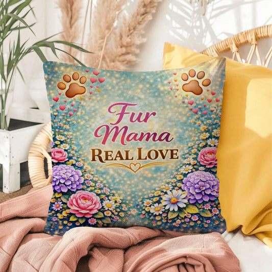 Shop our fur mama real love throw pillow featuring the 16" x 16" style option from MySisterIsASurvivor.
