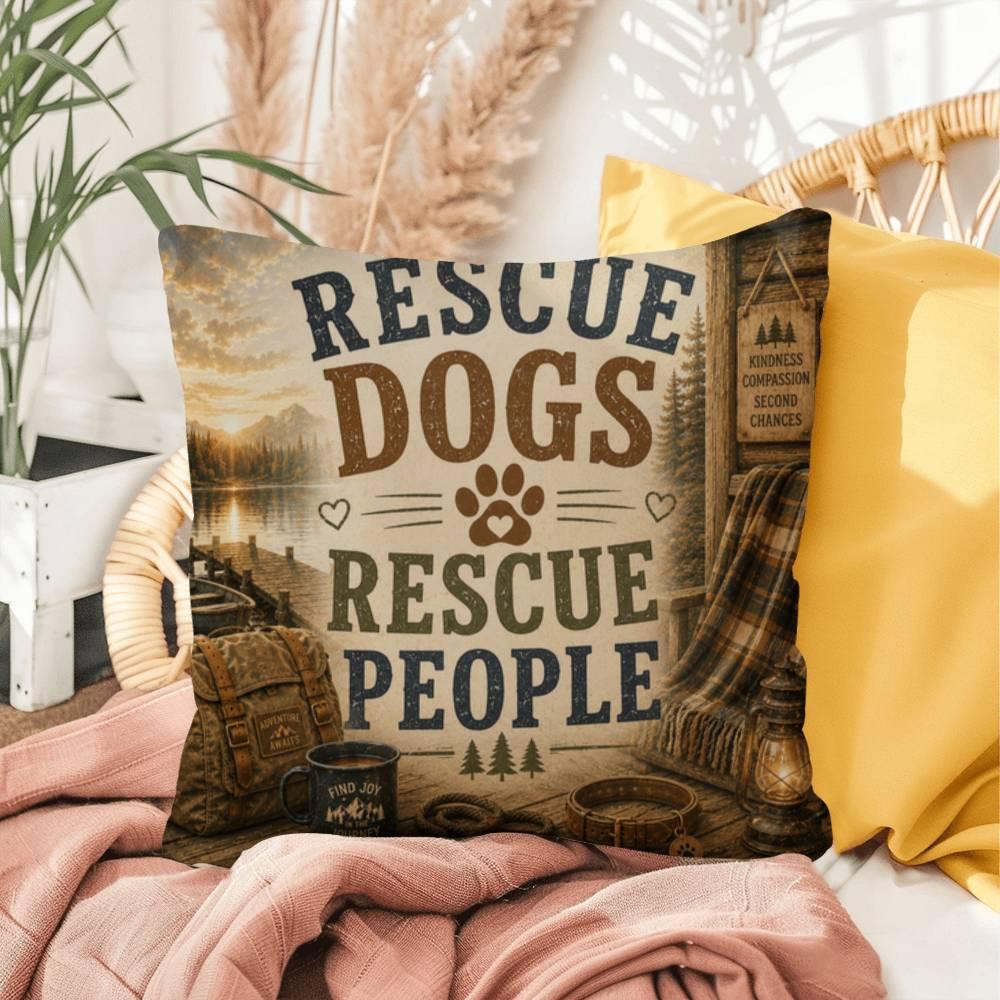 Shop our rescue dogs rescue people throw pillow featuring the 16" x 16" style option from MySisterIsASurvivor.