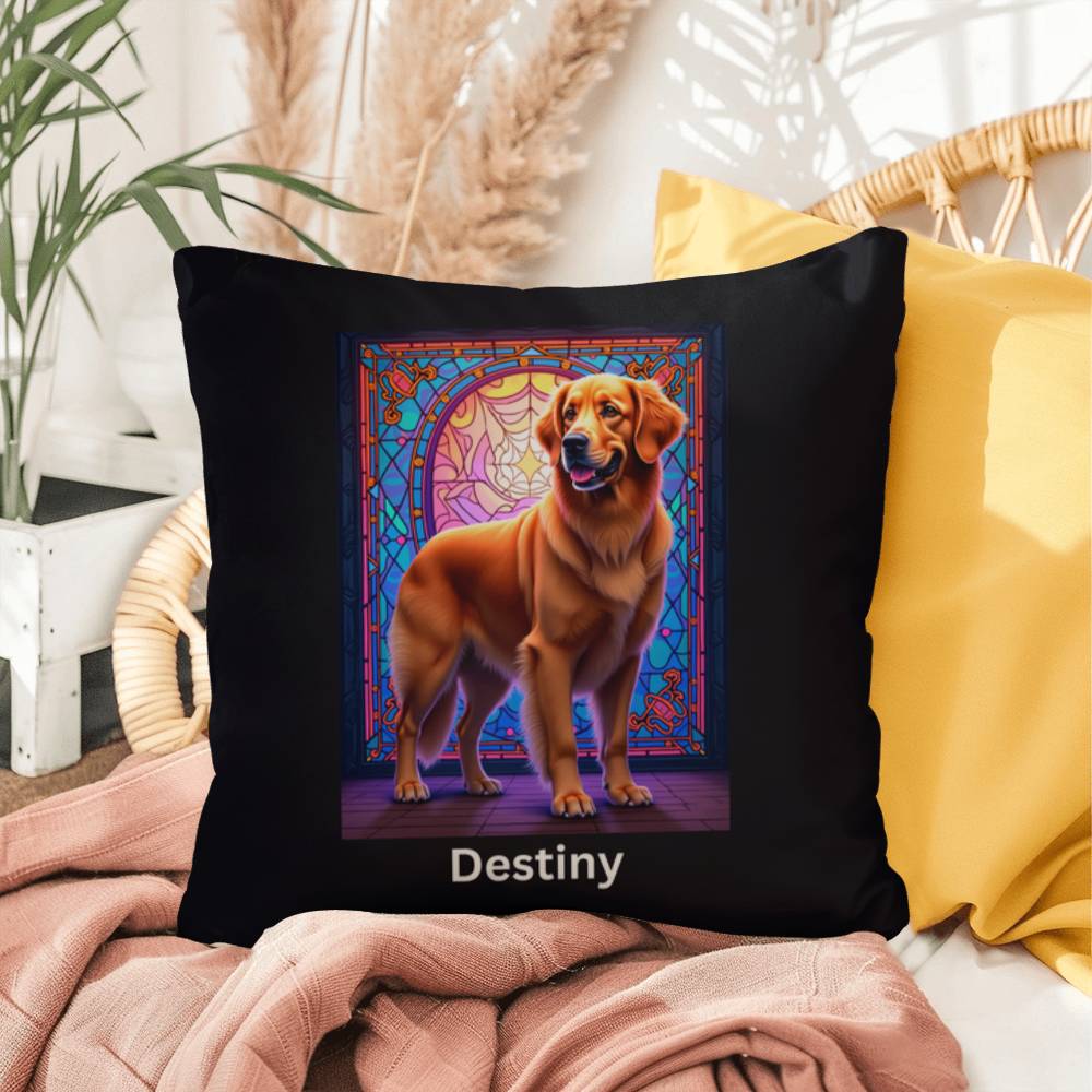 Dark Golden Retriever personalized indoor/outdoor pillow, dog lover home decor gift idea