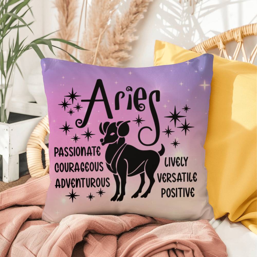 Aries Indoor/Outdoor Pillow – Zodiac Astrology Decor, Boho Accent for Home & Patio