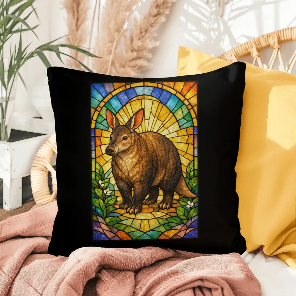 Shop our premium aardvark stained glass style throw pillow from MySisterIsASurvivor.