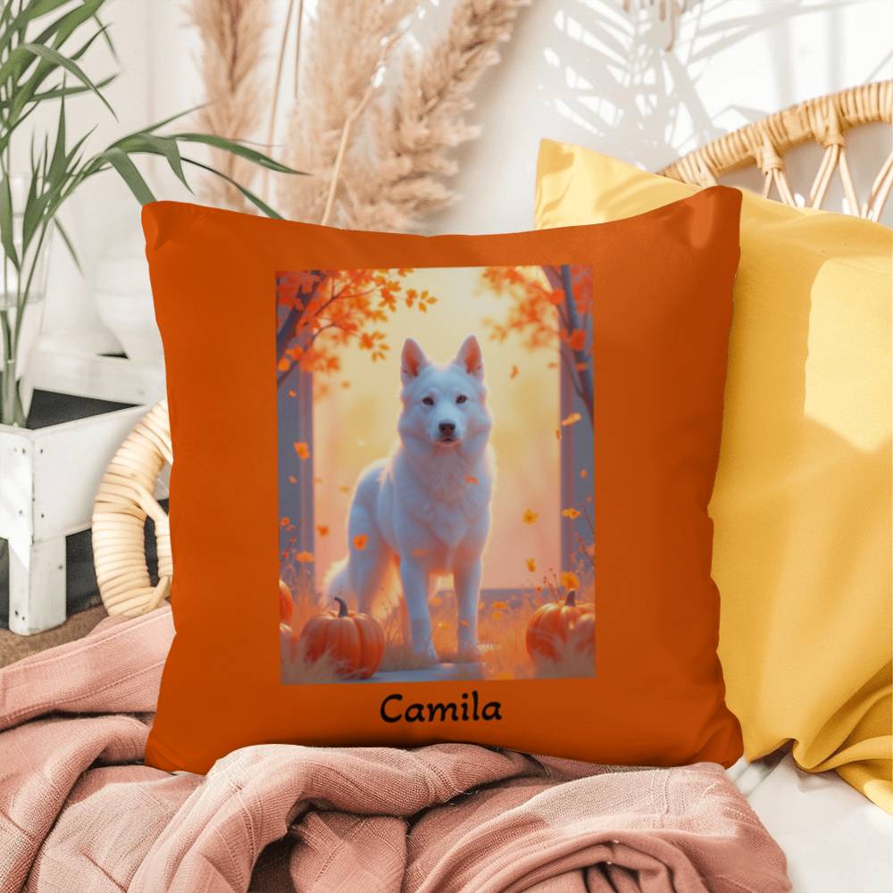 White German Shepherd pillow, personalized indoor outdoor GSD cushion, durable accent - MySisterIsASurvivor