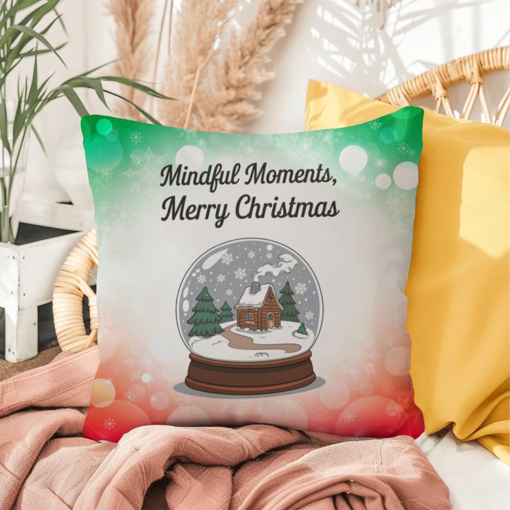 Mindful Moments, Merry Holidays Throw Pillow - Christmas wellness mental health decorative pillow