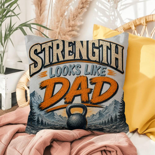 Shop our strength looks like dad throw pillow featuring the 16" x 16" style option from MySisterIsASurvivor.