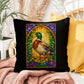 Shop our premium duck stained glass style throw pillow from MySisterIsASurvivor.