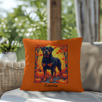 Black and Mahogany Rottweiler pillow, durable indoor outdoor personalized cushion for Rottie fans - MySisterIsASurvivor