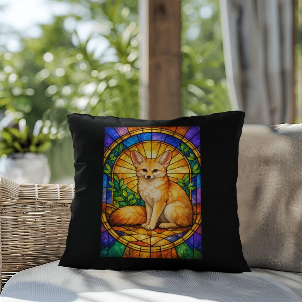 Shop our premium fennec fox stained glass style throw pillow from MySisterIsASurvivor.