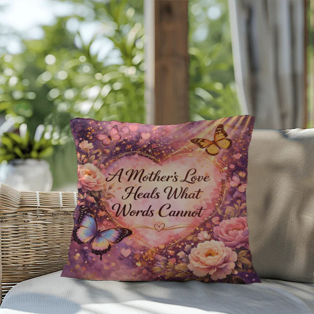 Shop our premium a mothers love heals what words cannot throw pillow from MySisterIsASurvivor.