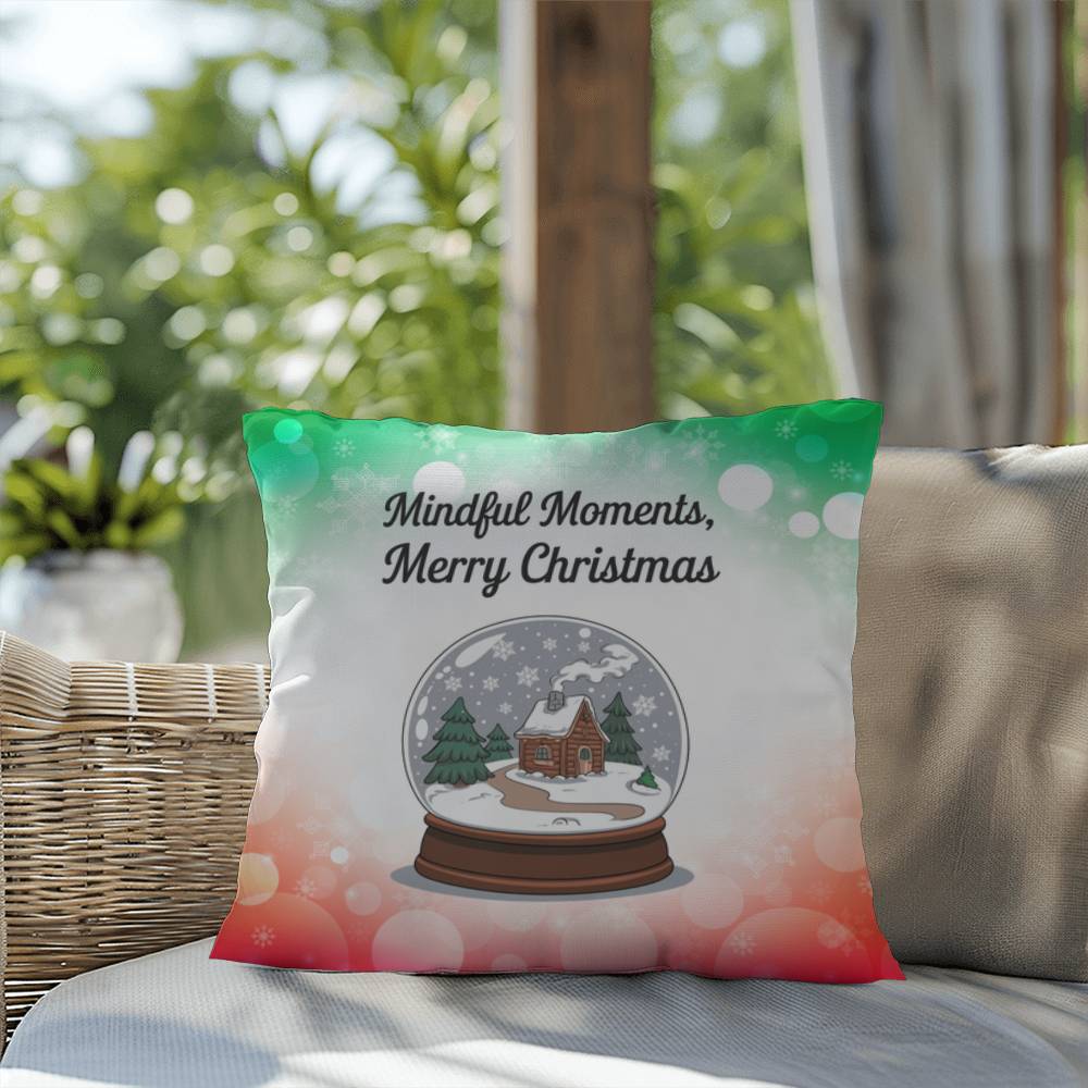 Mindful Moments, Merry Holidays Throw Pillow - Christmas wellness mental health decorative pillow