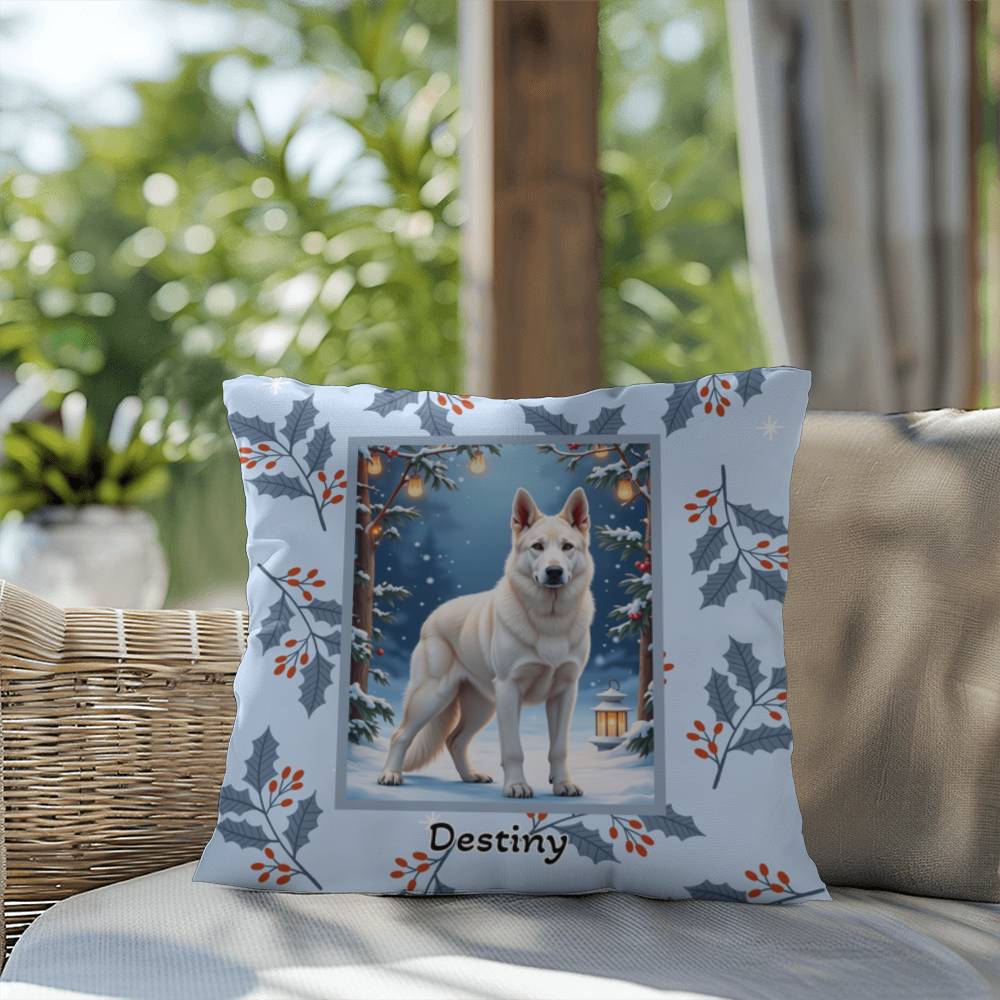 German Shepherd White Pillow - Cozy Shepherd throw pillow, indoor winter dog pillow, personalized accent