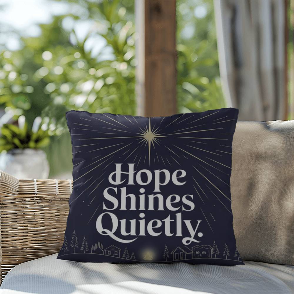 Hope Shines Quietly Throw Pillow - Peaceful Christmas accent for reflection and serenity