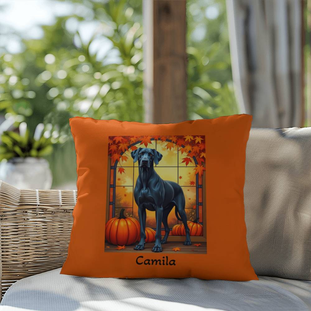 Great Dane (Blue) Throw Pillow - Custom Indoor/Outdoor Dog Cushion, Great Dane Lover Gift