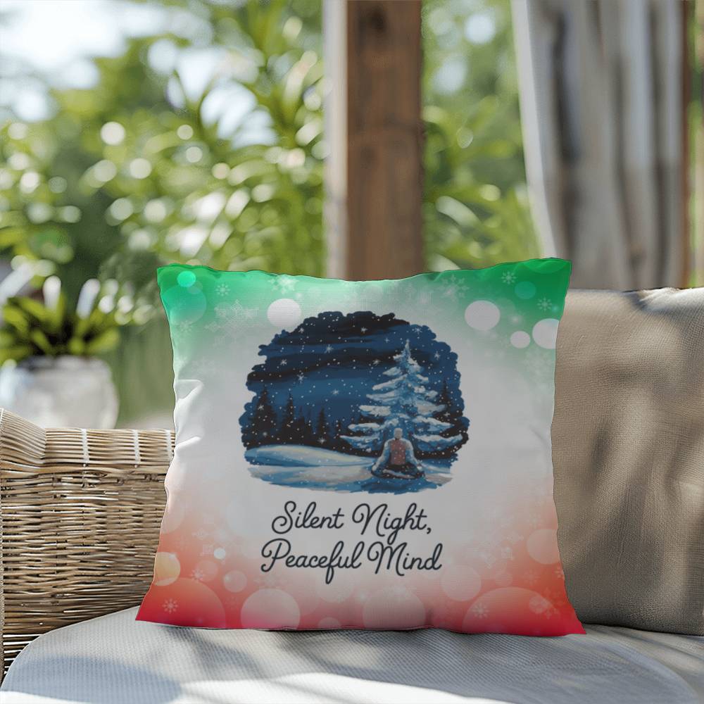 Silent Night, Peaceful Mind Throw Pillow - Christmas serenity cozy decorative throw pillow