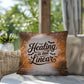 Mental health indoor/outdoor pillow with “Healing Is Not Linear” for self-care and positivity