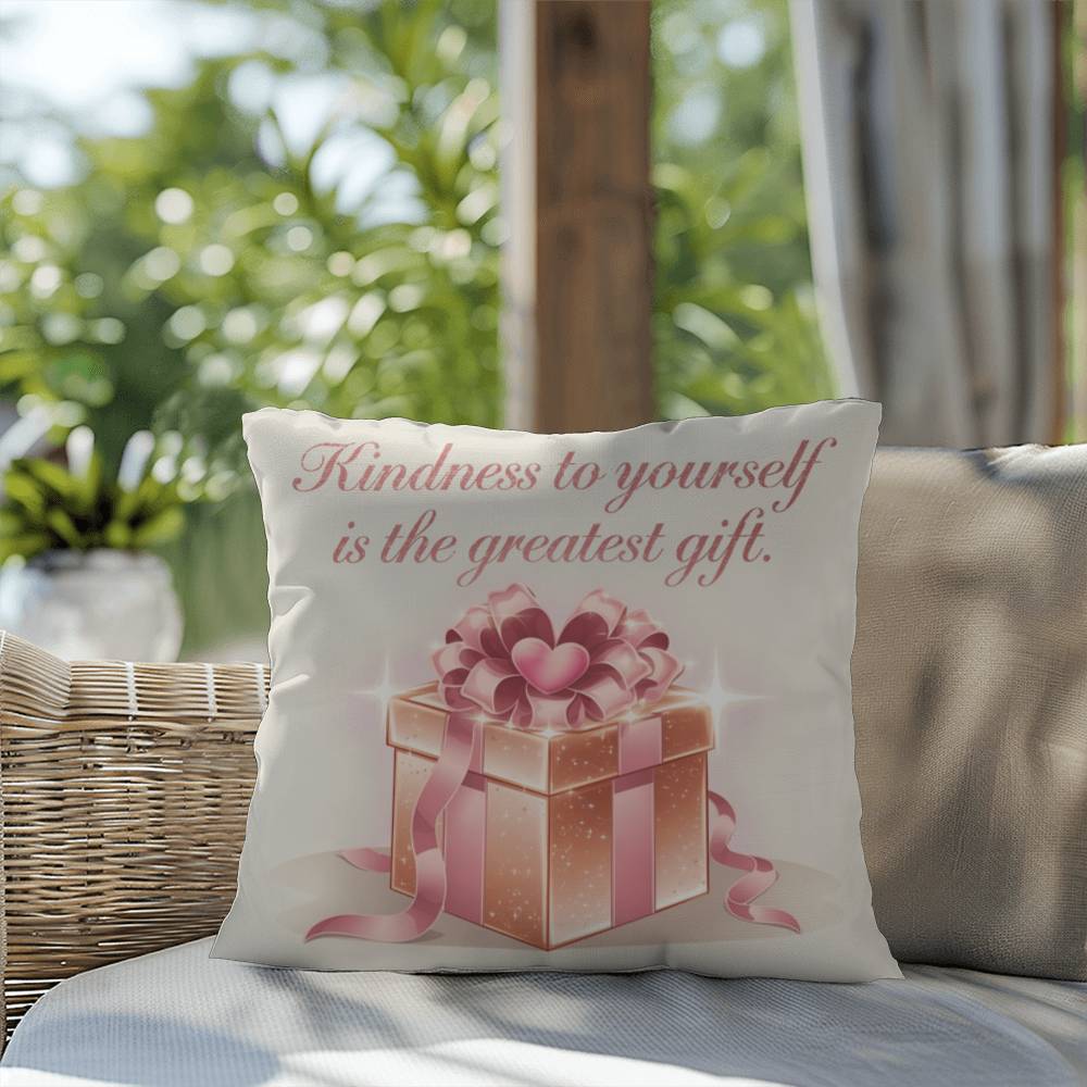 Kindness To Yourself Is The Greatest Gift: Indoor/Outdoor Pillow Self-Care for Relaxation, Mindfulness & Emotional Wellness