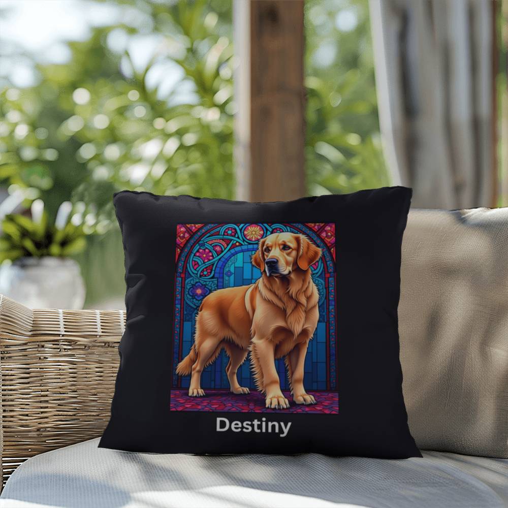 Light Golden Retriever personalized indoor/outdoor pillow, dog lover home or patio throw