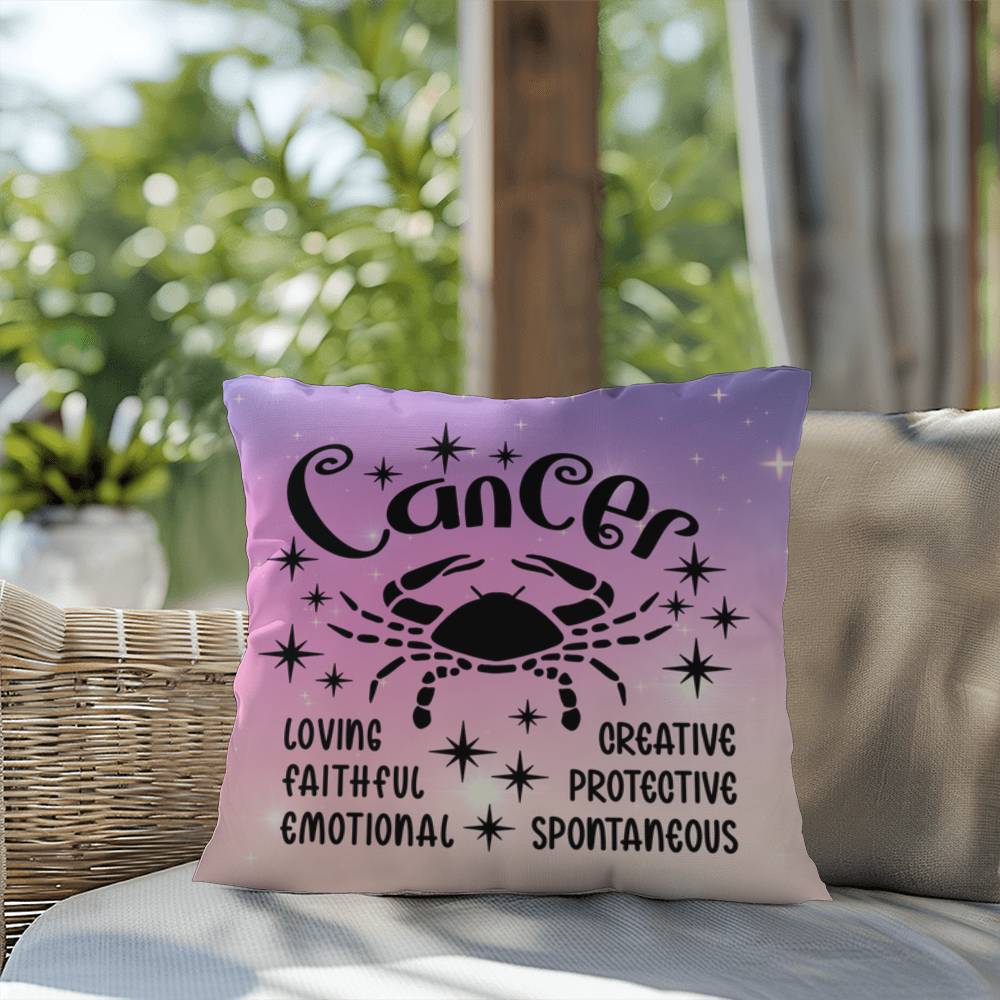 Cancer Indoor/Outdoor Pillow – Zodiac Astrology Decor, Boho Accent for Home & Patio