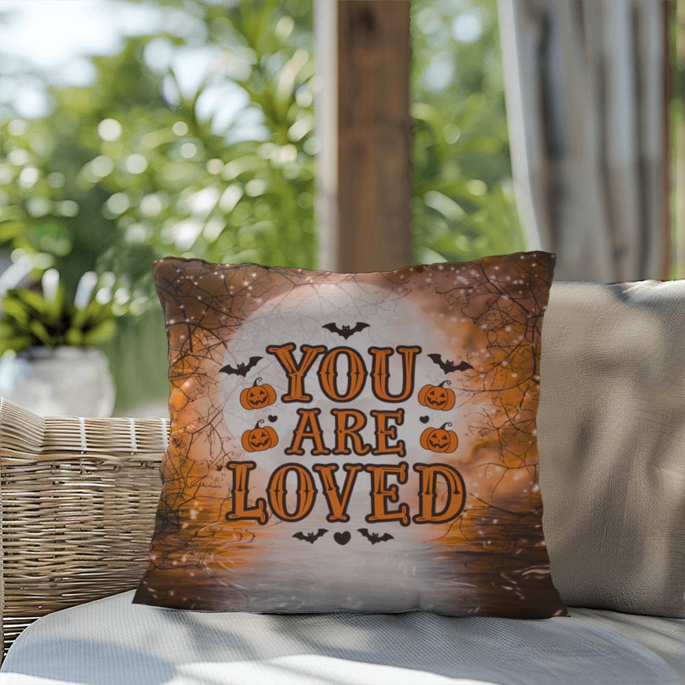 Mental health indoor/outdoor pillow with “You Are Loved” for comforting décor