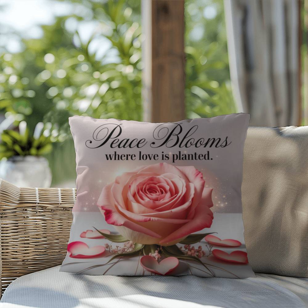 Peace Blooms Where Love Is Planted: Indoor/Outdoor Pillow Self-Care for Relaxation, Mindfulness & Emotional Wellness