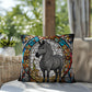 Zebra stained glass throw pillow, safari wildlife home decor, indoor outdoor accent cushion