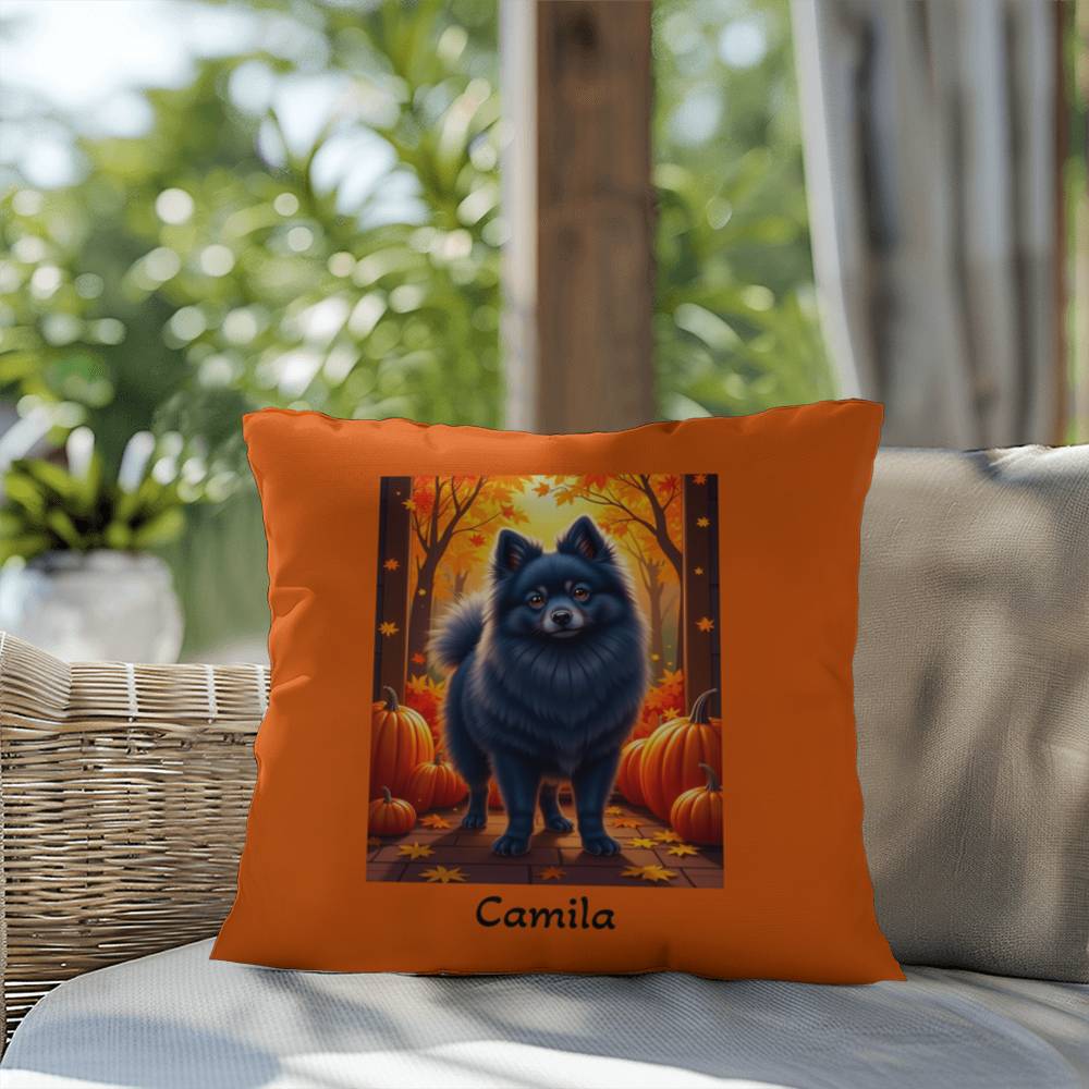 Blue Pomeranian indoor outdoor pillow, custom dog cushion, cute pet lover accent throw pillow