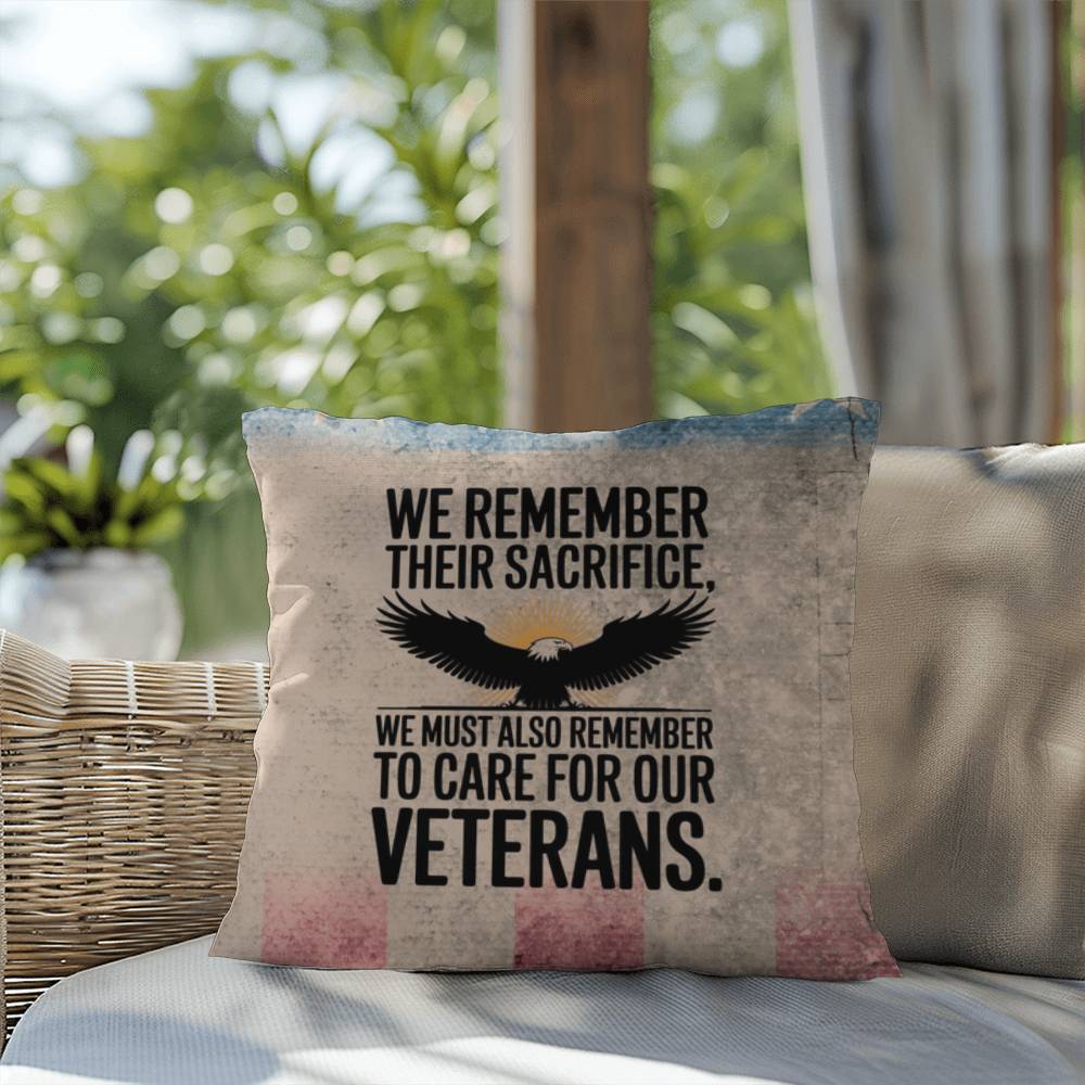 We Remember Their Sacrifice Indoor/Outdoor Pillow: Resilient Comfort - Mental Health & Memorial Tribute