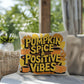 Pumpkin Spice & Positive Vibes pillow with autumn mindfulness message and cozy seasonal décor