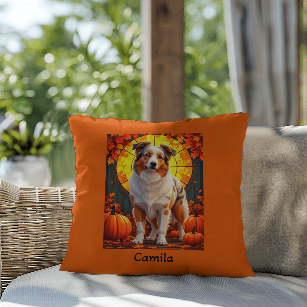 Australian Shepherd Red Merle Coat Pillow, Personalized Indoor Outdoor Dog Cushion, Aussie Gift