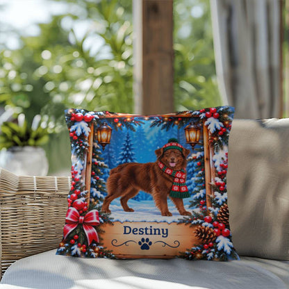 Australian Shepherd (Solid Red Coat) - Personalized Winter Throw Pillow for Aussie Dog Lovers