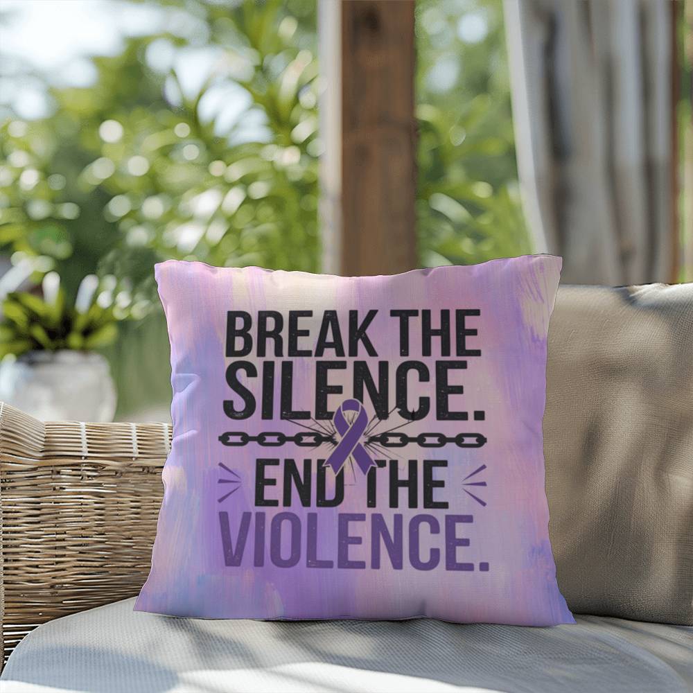 Rise & Reclaim Indoor/Outdoor Pillow – Break the Silence, End Violence